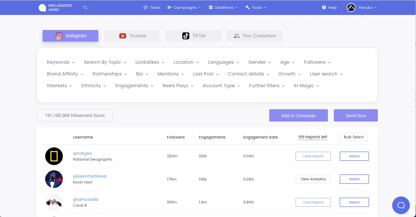 screenshot of Influencer Hero